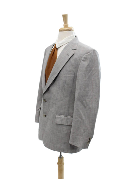 Allyn St.George Men's Collared Long Sleeves Lined Two Button Jacket Gray Size 38