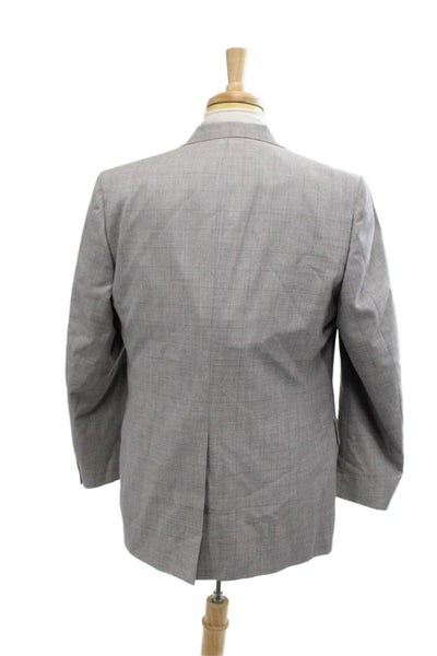 Allyn St.George Men's Collared Long Sleeves Lined Two Button Jacket Gray Size 38