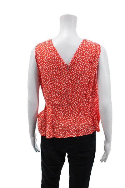 Rebecca Taylor Womens Floral Print Sleeveless Malia Blouse Top Red Size 10