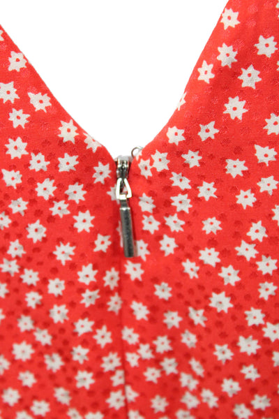 Rebecca Taylor Womens Floral Print Sleeveless Malia Blouse Top Red Size 10