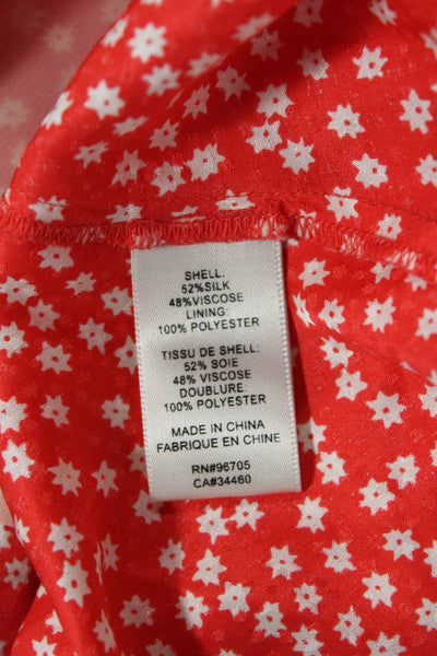 Rebecca Taylor Womens Floral Print Sleeveless Malia Blouse Top Red Size 10