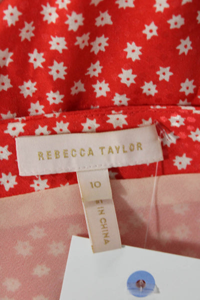 Rebecca Taylor Womens Floral Print Sleeveless Malia Blouse Top Red Size 10