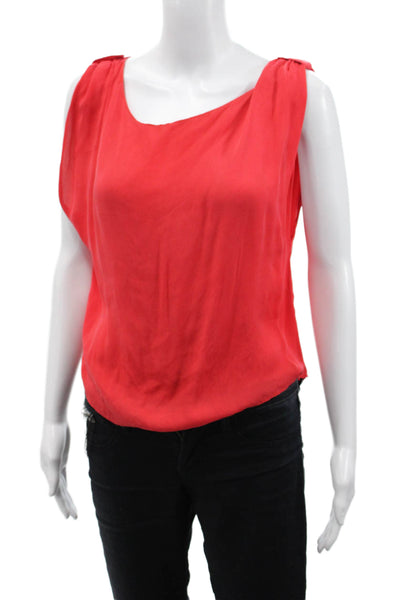 Rag & Bone Womens Silk Sleeveless Round Neck Gathered Shoulder Blouse Red Size 4