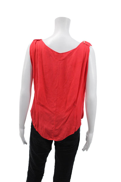 Rag & Bone Womens Silk Sleeveless Round Neck Gathered Shoulder Blouse Red Size 4