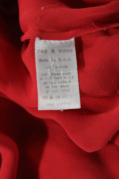 Rag & Bone Womens Silk Sleeveless Round Neck Gathered Shoulder Blouse Red Size 4
