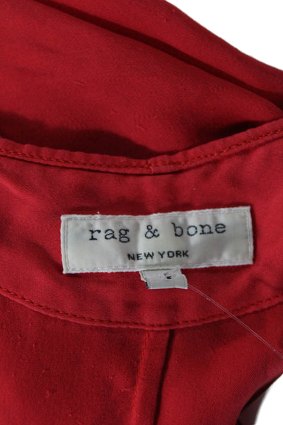 Rag & Bone Womens Silk Sleeveless Round Neck Gathered Shoulder Blouse Red Size 4