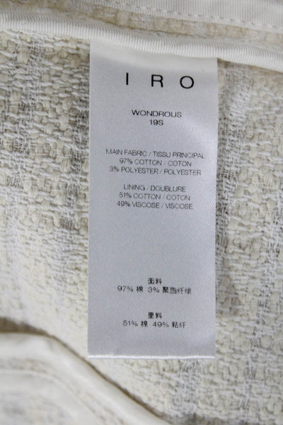 Iro Paris Womens Cotton Woven Distressed Hem Open Front Blazer Beige Size 38