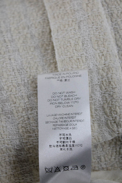 Iro Paris Womens Cotton Woven Distressed Hem Open Front Blazer Beige Size 38