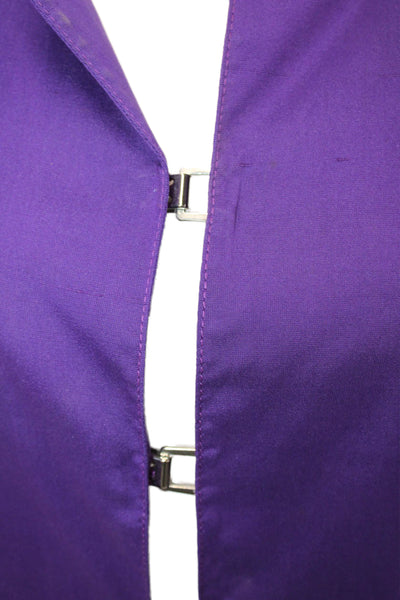 Piazza Sempione Womens Silk Tailored Round Neck Toggle Up Jacket Purple Size 44
