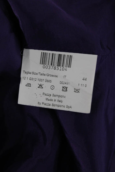 Piazza Sempione Womens Silk Tailored Round Neck Toggle Up Jacket Purple Size 44