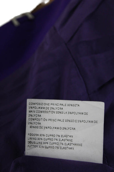 Piazza Sempione Womens Silk Tailored Round Neck Toggle Up Jacket Purple Size 44