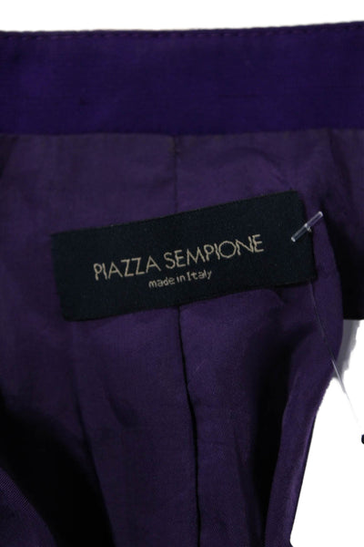 Piazza Sempione Womens Silk Tailored Round Neck Toggle Up Jacket Purple Size 44