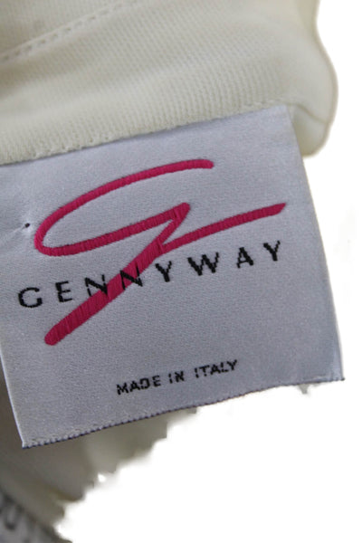 Genny Way Womens Textured Long Sleeve Button Up Blouse Cream Size M