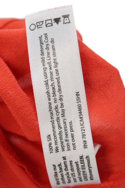 Eileen Fisher Womens Textured Sleeveless Button Lined Top Orange Size S