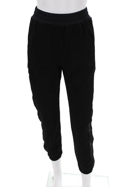 Red Haute Womens Stretch Perforated Cuffed Skinny Sweatpants Solid Black Size XS