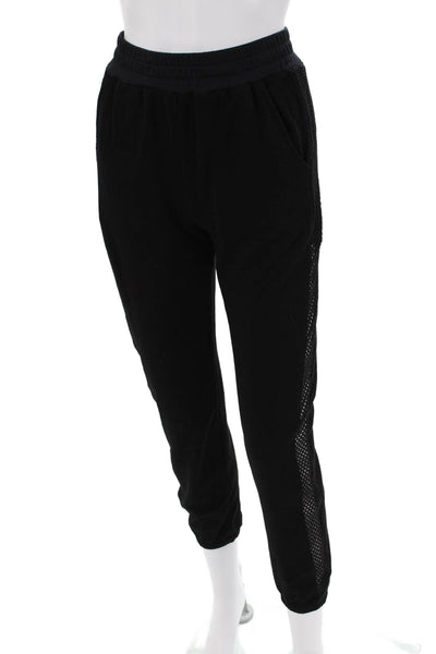 Red Haute Womens Stretch Perforated Cuffed Skinny Sweatpants Solid Black Size XS