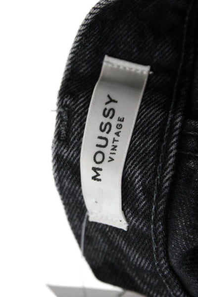 Moussy Womens Button Fly Mid Rise Distressed Skinny Crop Jeans Gray Size 24