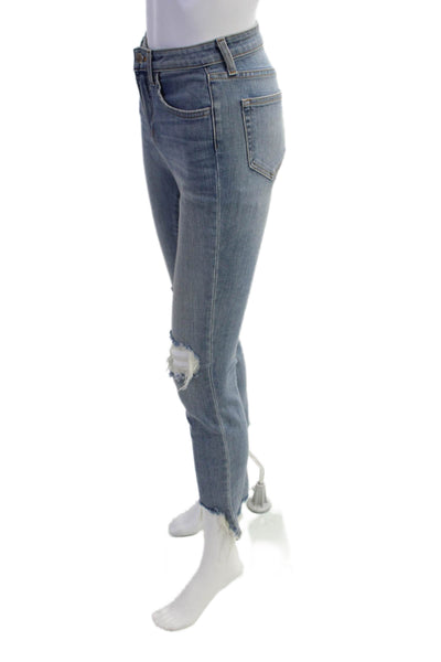 L Agence Womens High Rise Distressed High Line Skinny Jeans Blue Denim Size 23