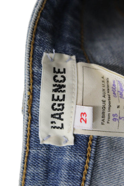 L Agence Womens High Rise Distressed High Line Skinny Jeans Blue Denim Size 23