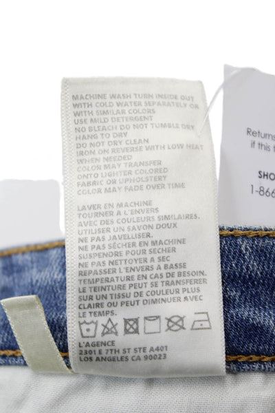 L Agence Womens High Rise Distressed High Line Skinny Jeans Blue Denim Size 23