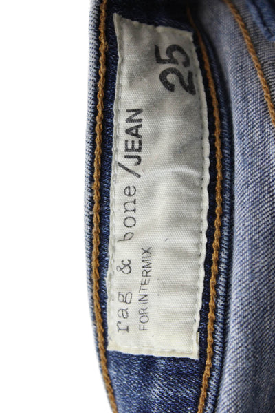 Rag & Bone Jean For Intermix Womens High Rise Medium Wash Skinny Jeans Blue 25