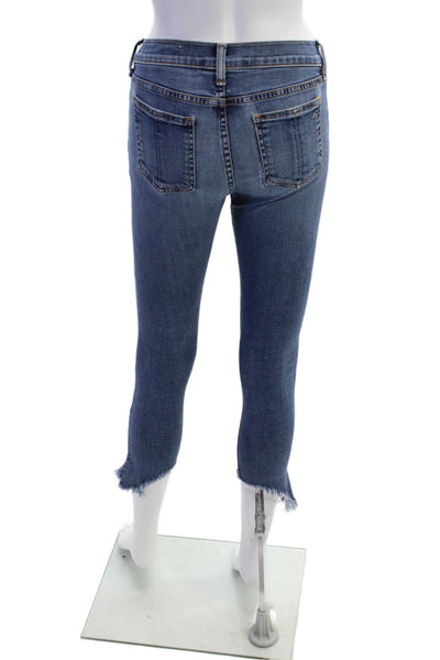 Rag & Bone Jean Womens Zipper Fly Mid Rise Fringe Capri Jeans Blue Denim Size 24