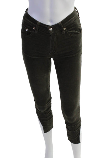 Rag & Bone Jean Womens Zipper Fly High Rise Velvet Skinny Jeans Brown Size 23