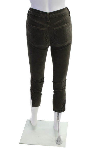 Rag & Bone Jean Womens Zipper Fly High Rise Velvet Skinny Jeans Brown Size 23