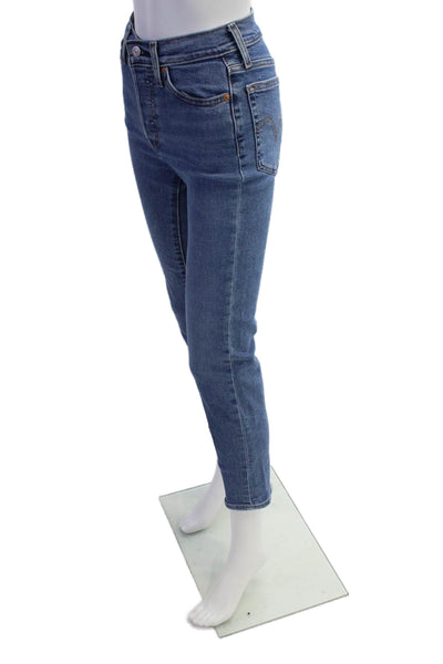 Levis Womens Button Fly High Rise Medium Wash Wedgie Straight Jeans Blue Size 24
