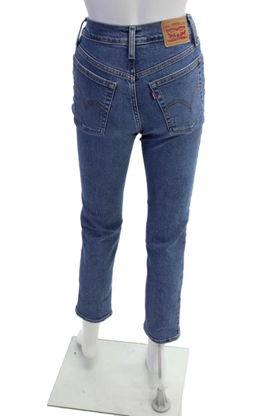 Levis Womens Button Fly High Rise Medium Wash Wedgie Straight Jeans Blue Size 24
