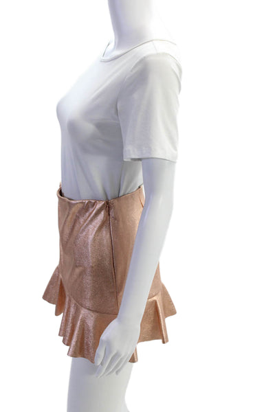 Zara Trafaluc Womens Side Zip Metallic Mini Faux Leather A Line Skirt Pink XS