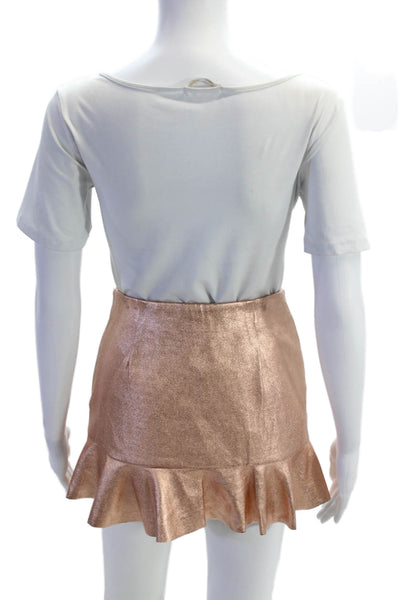 Zara Trafaluc Womens Side Zip Metallic Mini Faux Leather A Line Skirt Pink XS