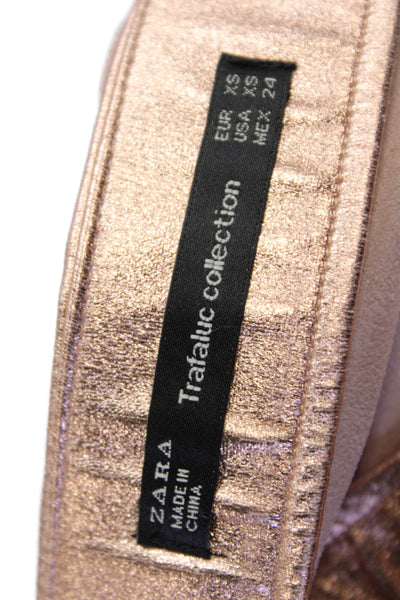 Zara Trafaluc Womens Side Zip Metallic Mini Faux Leather A Line Skirt Pink XS