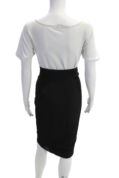 Donna Mizani Womens Back Zip Ruched Ruffled Pencil Skirt Black Size Extra Small