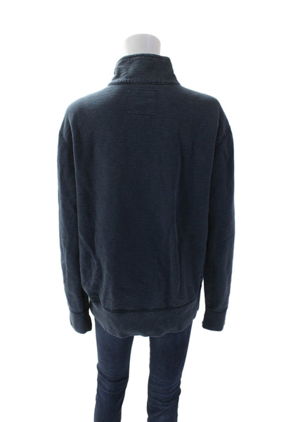 J Crew Womens Cotton High Neck Zippered Long Sleeve Pullover Sweater Blue Size M