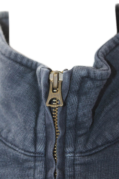 J Crew Womens Cotton High Neck Zippered Long Sleeve Pullover Sweater Blue Size M