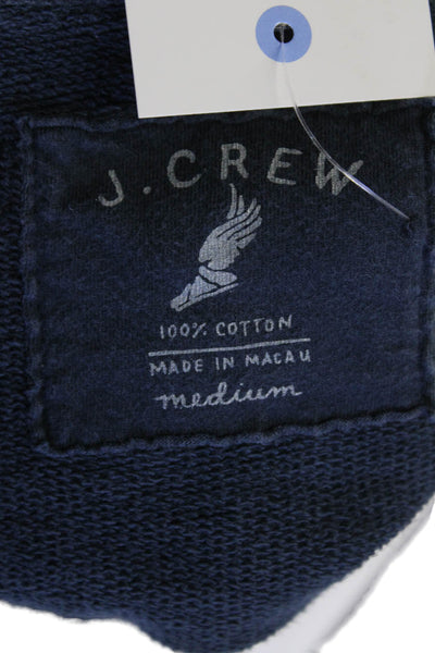 J Crew Womens Cotton High Neck Zippered Long Sleeve Pullover Sweater Blue Size M