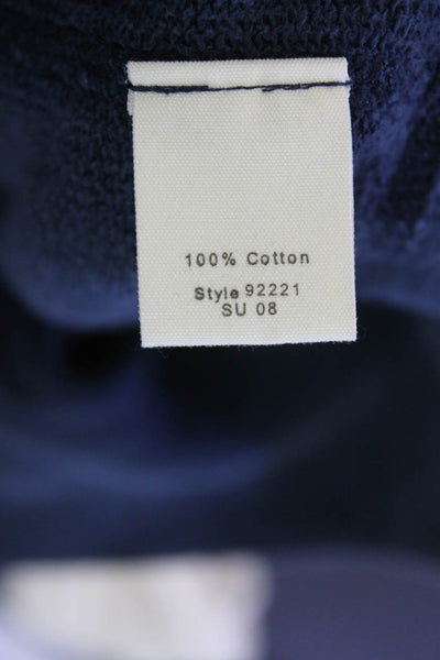 J Crew Womens Cotton High Neck Zippered Long Sleeve Pullover Sweater Blue Size M