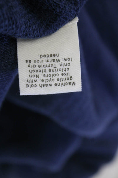 J Crew Womens Cotton High Neck Zippered Long Sleeve Pullover Sweater Blue Size M