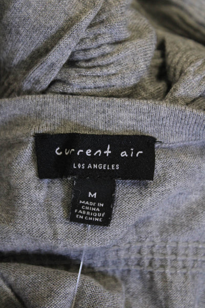 Current Air Womens Cotton Smocked Detail Crew Neck Long Sleeve Top Gray Size M