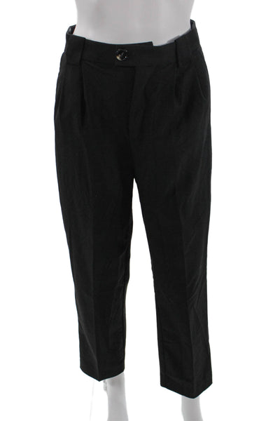 MNG Womens High-Waisted Pleated Straight Dress Pants Solid Black Size 2