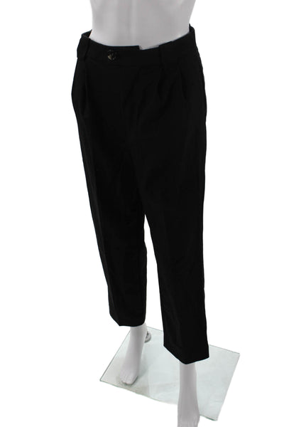 MNG Womens High-Waisted Pleated Straight Dress Pants Solid Black Size 2