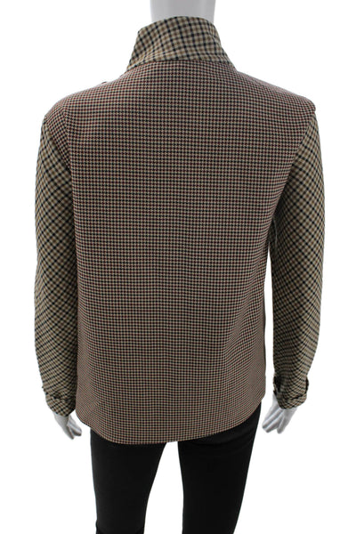 Zara Woman Womens Plaid Check Print Long Sleeve Blouse Brown Size XS