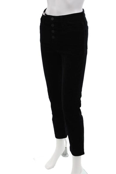 AG Adriano Goldschmied Womens Cotton Buttoned Velvet Pants Black Size 25