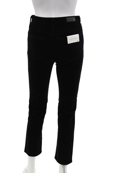 AG Adriano Goldschmied Womens Cotton Buttoned Velvet Pants Black Size 25