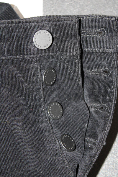AG Adriano Goldschmied Womens Cotton Buttoned Velvet Pants Black Size 25