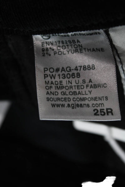 AG Adriano Goldschmied Womens Cotton Buttoned Velvet Pants Black Size 25
