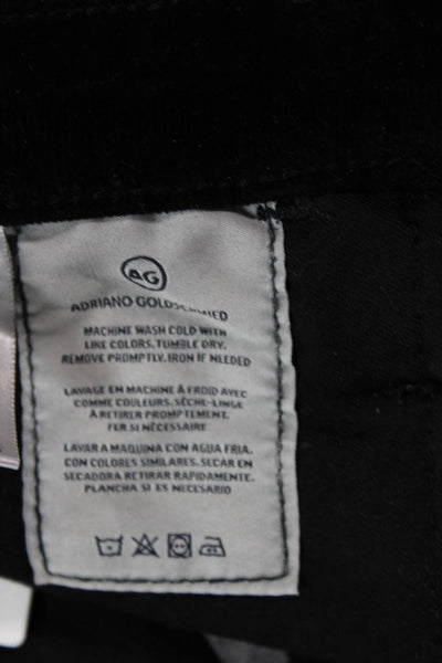 AG Adriano Goldschmied Womens Cotton Buttoned Velvet Pants Black Size 25