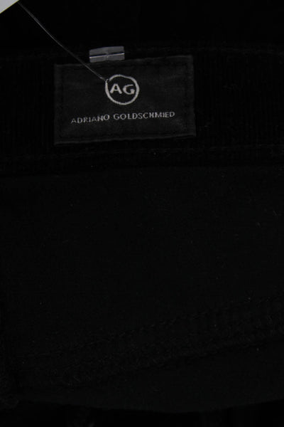 AG Adriano Goldschmied Womens Cotton Buttoned Velvet Pants Black Size 25