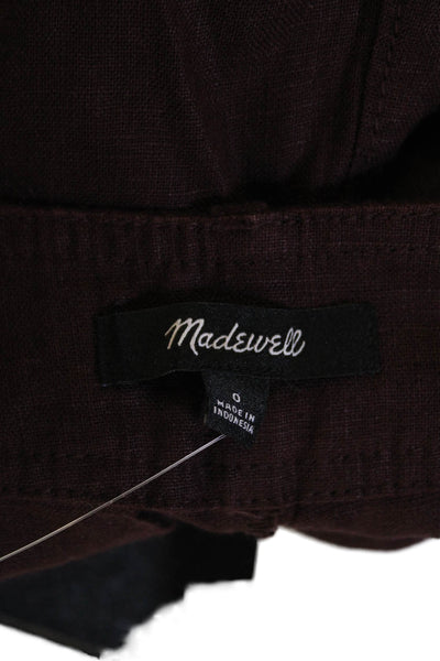 Madewell Womens Cotton Zip Lined Pleated Casual Shorts Brown Size 0
